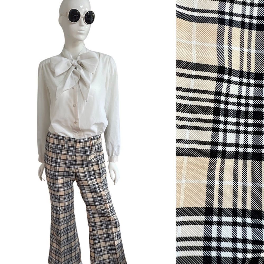 KILLER 1970s JC Penny Retro Classic Plaid Wide Leg Flare Trousers